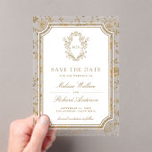 Gold Chinoiserie Crest Wedding Save the Date Acryleinladungen (Insitu (Handheld))