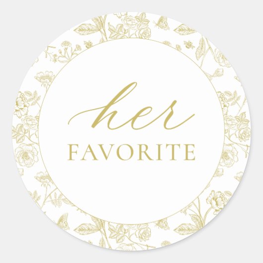 Gold Chinoiserie Floral Ihr Liebling Runder Aufkleber (Vorderseite)