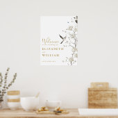 Gold Chinoiserie Floral Wedding Willkommenszeichen Poster (Küche)