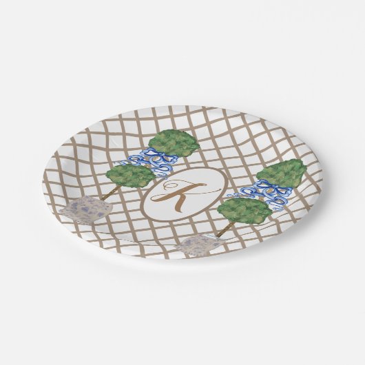 Gold Chinoiserie Ginger Jar Jars Topiary Basket  Pappteller (Schrägansicht)