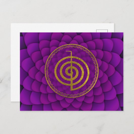 Gold Choku Rei Symbol auf Lotus Postkarte (Vorne/Hinten)