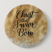 Gold Christ der Retter Christliche Weihnachten Button (Vorderseite)