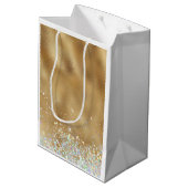 Gold Christ der Retter Christliche Weihnachten Mittlere Geschenktüte (Rückseite Schrägansicht)