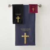 Gold Christian Faith cross with funny saying Badhandtuch Set (Insitu)