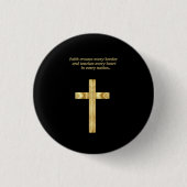 Gold Christian Faith cross with funny saying Button (Vorderseite)
