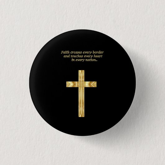 Gold Christian Faith cross with funny saying Button (Vorderseite)