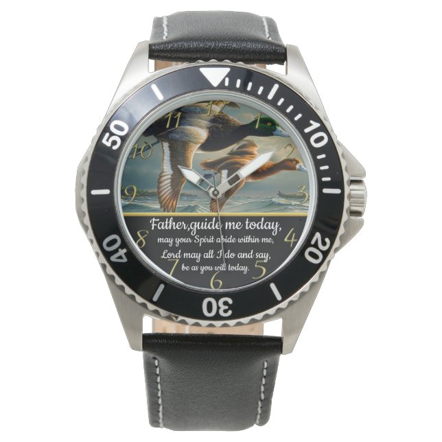 Gold Christlich Faith Cross mit Enten Armbanduhr (Vorderseite)