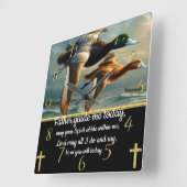 Gold Christlich Faith Cross mit Enten Quadratische Wanduhr (Winkel)