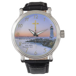 Gold Christlich Faith Cross mit Wo ich heute gehe, Armbanduhr