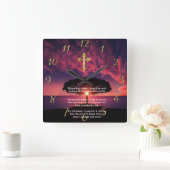 Gold Christlich Faith Cross mit Wo ich heute gehe, Quadratische Wanduhr (Zuhause)