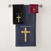 Gold Christlich Faith-Kreuz mit Monogramm Badhandtuch Set (Insitu)