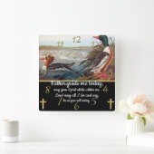 Gold Christlich Faith-Kreuz mit zwei Enten Quadratische Wanduhr (Zuhause)