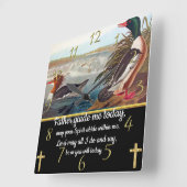 Gold Christlich Faith-Kreuz mit zwei Enten Quadratische Wanduhr (Winkel)