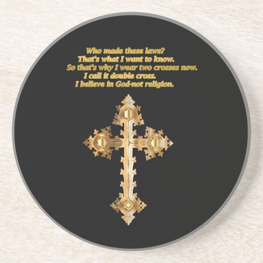 Gold Christlich Fun Kreuz mit lustigem Sprichwort Getränkeuntersetzer (Vorne)