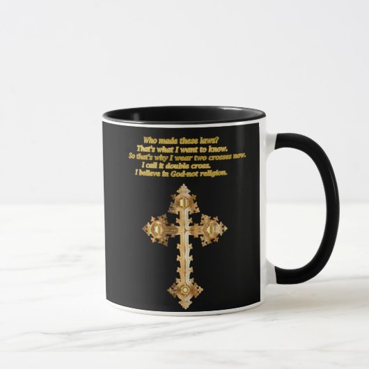 Gold Christlich Fun Kreuz mit lustigem Sprichwort Tasse (Rechts)
