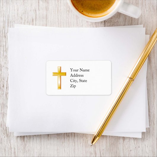 Gold Christliche Cross-Address-Labels Adressaufkleber