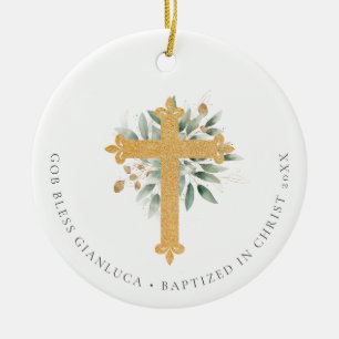 Gold Christliche Cross Greenerity Foto Taufe Gesch Keramik Ornament
