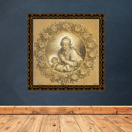 Gold Christliche Weihnachtskrippe Madonna Child Poster