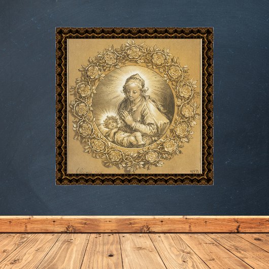 Gold Christliche Weihnachtskrippe Madonna Child Poster