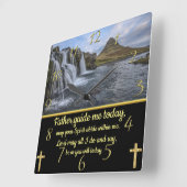 Gold Christlicher Glaube mit gelblichem Wasserfall Quadratische Wanduhr (Winkel)