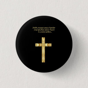 Gold Christlicher Glaubenskreuz mit lustigem Spric Button