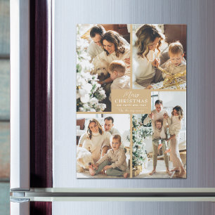 Gold Christmas 4 Fotocollage Magnetkarten Magnetkarte