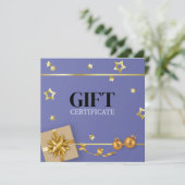 Gold Christmas Ball Stars Ribbon Blue Geschenkkart (Stehend Vorderseite)