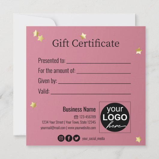 Gold Christmas Ball Stars Ribbon Pink Geschenkkart (Rückseite)