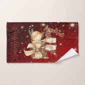 Gold Christmas Ball, Wine Glass, Reindeer Badhandtuch Set (Handtuch)
