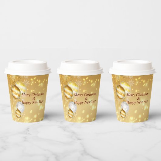 Gold Christmas Balls Paper Cup Pappbecher (Multi)