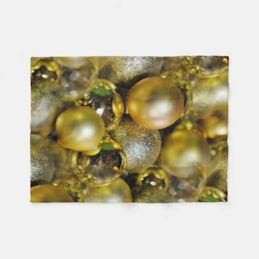 Gold Christmas Baubles Fleecedecke (Vorderseite (Horizontal))