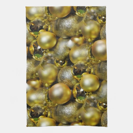 Gold Christmas Baubles Geschirrtuch (Vertikal)