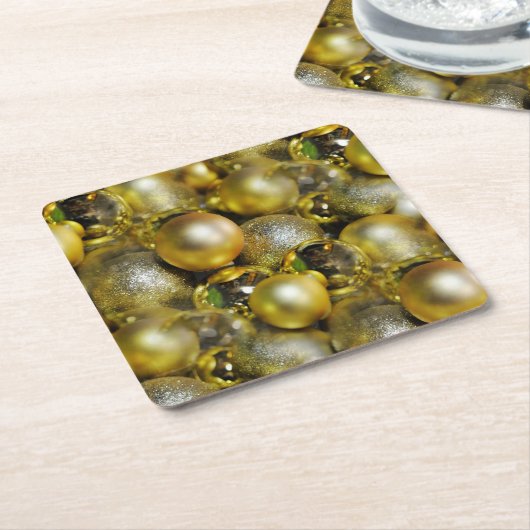 Gold Christmas Baubles Rechteckiger Pappuntersetzer (angewinkelt)