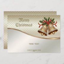 Gold Christmas Bells Holiday Card