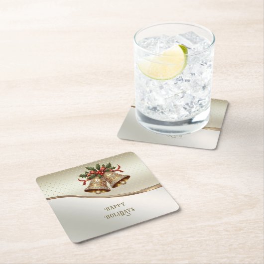 Gold Christmas Bells Holiday Paper Untersetzer (Vor Ort)