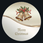 Gold Christmas Bells Sticker<br><div class="desc">Schöne Gold Weihnachtsglocken Sticker</div>