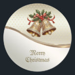 Gold Christmas Bells Sticker<br><div class="desc">Schöne Gold Weihnachtsglocken Sticker</div>