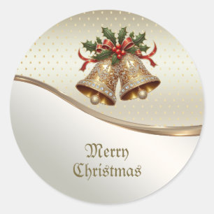 Gold Christmas Bells Sticker