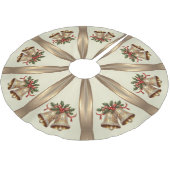 Gold Christmas Bells Tree Skirt Polyester Weihnachtsbaumdecke (Schrägansicht)