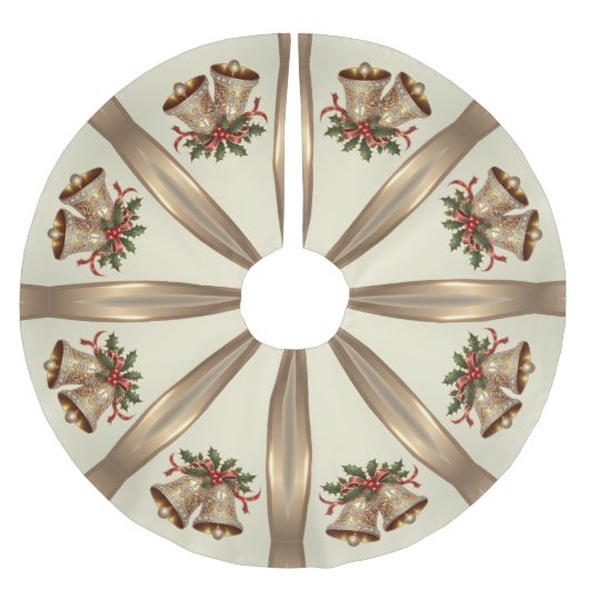 Gold Christmas Bells Tree Skirt Polyester Weihnachtsbaumdecke (Vorderseite)