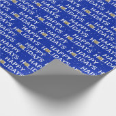 Gold Christmas Bow auf Blue Geschenkpapier (Ecke)