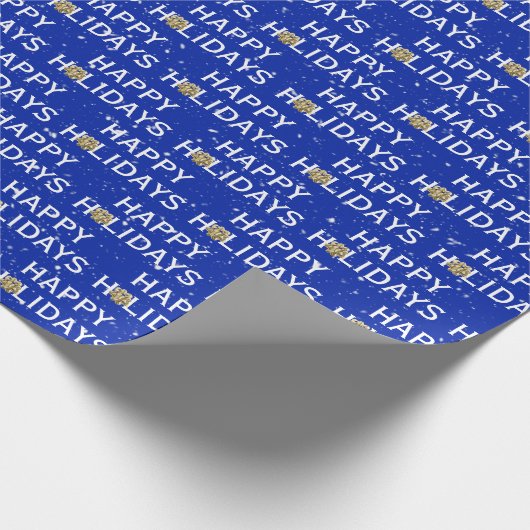 Gold Christmas Bow auf Blue Geschenkpapier (Ecke)