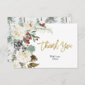 Gold Christmas Floral Dankeschön Karte (Vorne/Hinten)