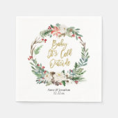 Gold Christmas Floral Paper Party Napkin Serviette (Vorderseite)