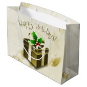 Gold Christmas Geschenkboxen Geschenktasche Große Geschenktüte (Rückseite Schrägansicht)