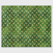 Gold Christmas Holly on Green Geschenkpapier (Flach)