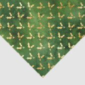 Gold Christmas Holly on Green Seidenpapier (Ausschnitt)