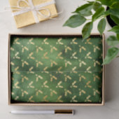 Gold Christmas Holly on Green Seidenpapier (Geschenk)