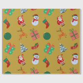 Gold Christmas Icons Geschenkpapier (Flach)