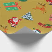 Gold Christmas Icons Geschenkpapier (Ecke)